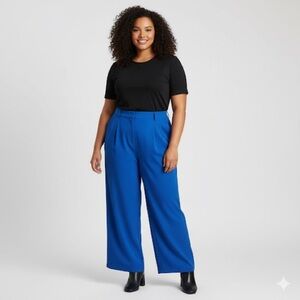 NWT Halara Sz 2X Wide Leg Blue Relaxed Pull On Pants